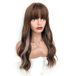 Perruque Brune, Longue, Ondulée et Synthétique, pour Femme