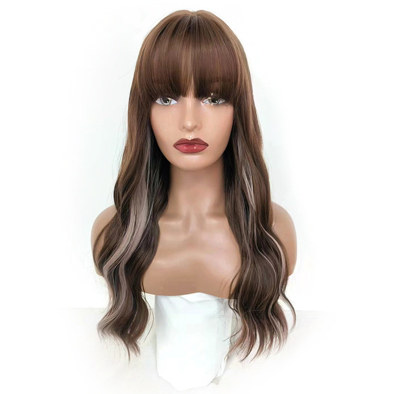 Perruque Brune, Longue, Ondulée et Synthétique, pour Femme