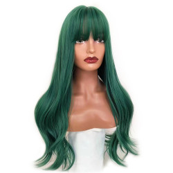 Perruque Cosplay Verte et Longue, pour Femme