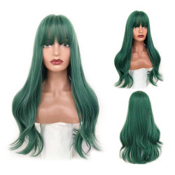 Perruque Cosplay Verte et Longue, pour Femme